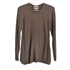 Aritzia Babaton crew neck wool blend rib knit long sweater olive green XXS